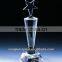 Crystal pyramid plaque with engraving crystal trophy
