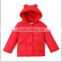 Girls' winter jacket with cotton fleece lining for casual wear children forck design red jacket for girls kids coat