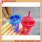 2016 Promotional 16 oz Double Wall Plastic Tumbler with straw