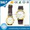 Promotional lady popular gold plating shining pu strap china made watch