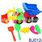 Good quality plastic toy children sand beach toy truck with shovel and molds