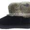 Black faux fur surrounded with buckle ankle snow boot