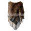Natural Brown mink fur shawl / hand knitted Mink Fur Shawl KZ14074