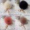 8CM Rabbit Fur Ball Keychain with Angel Gold Plated Metal Angel Key chain