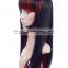 Cheap high heat resistant mix color red synthetic long cosplay wig with bangs