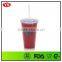 promotion insulated double wall 16oz plastic tumbler with glitter insert