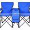 Two seats folding camping double chair with middle table cooler bag