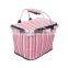 Durable Striped Canvas Collapsible Food Bag, Zipper Thermal Hot Food Packaging Carry Bag for Holiday