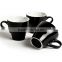 Beautiful China Black Color Glazed Logo Decal Artwork Design Printable Coffee Tea Cups and Saucers Sets