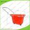 Four Wheels Plastic Supermarket Basket Cart with Single Handle