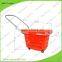 Hot Sale Plastic Rolling Shopping Basket with Four Wheels