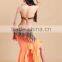 High quality elegant orange side slits long style performing belly dance skirt for ladies