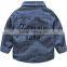 2017 Wholesale casual long sleeve boys denim shirt with printed letter