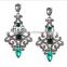 Luxury rhinestone crystal metal pedant clip earrings bling bling crystal long pendant clip earrings for women jewelry 2016