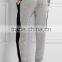 Women side stripe gray and black terry running pants