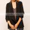 high fashion women black ruched sleeve blazer