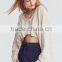 Ladies long sleeve fashion asymmetrical modern knitting crop top sweater with best quality