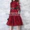 Women Hihg Quality Lace Hollow Out Contrast Color Dress Casual Full Sleeve Women's Long Dresses