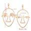 New Exaggerated Facial Hollow big Human Face Dangle gold Earrings IN STOCK!