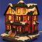 Christmas church house with LED lights  coffee shop Musical Ski Scene with  Polyresin Christmas House Decoration