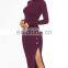 Sexy Sweater Dress Long Sleeve Stretch Hot Sale Women's Solid Color Side Split Slim Knit Dress