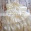 new design Ivory petti lace ruffle dress , baby dress pattern flower girl