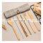 Tableware Set Bamboo Cutlery Set Wood Straw With Travel Cloth Bag Wooden Spoon Fork Knife Dinnerware Wholesale Bamboo