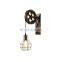 American antique wall lamp creative pulley vintage Iron wall lights modern black lighting