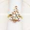 White Enamel Glaze Christmas Tree Napkin Rings Colorful Rhinestone Diamond Crystal Elegant Wedding Party Napkin Buckle