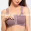 High impact Women's Front Closure Wireless Back Support Full Coverage Bra Sports bra