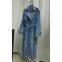 European style blue denim long windbreaker coat with feminine temperament, high-end casual double breasted suit coat