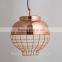 shiny copper hanging lamp with iron line cage china supplier