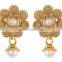 Indian Gold Plated With White Pearl Small Jhumki For Women