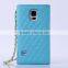 Wallet Design Bright Grid Handbag Magnetic Flip PC PU Leather Case for Samsung Galaxy S6 With Rhinestone Bowknot Buckle