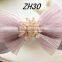 Purple Chiffon Ribbon Hair Bow For Long Hair Alligator Hair Clips