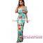 Classic Wholesale Turquoise Roses Print Off-the-shoulder Women Party Dresses