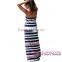 Nautical Navy Blue Stripe Print Strapless kaftan maxi dress wholesale