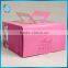 White paperboard packing box for cake white card box with pvc window pink box with handle