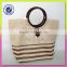 Elegant and fashionable bag with jute material women shopping handbags round handle