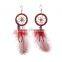 Pair of Organic Hand Makeing 5 Color Dreamcatcher with Vine CircleDiameter 1.2" and 1 Pearl wool Tail Earring                        
                                                Quality Choice