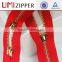 Red zipper cotton tape with double sliders brass zipper for sofa