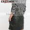 Women high quality Faux leathExposed back zipper leather pencil skirter trim skater skirt