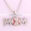 Wholesale Rhodium Plated MOM Baseball Crystal Sports Pendant Necklace