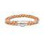 Men's fashion brown braided leather bracelet with magnetic clasp