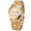 Luxury Brand Auto Date Gold Steel Strap Quartz Analog Ladies Watch