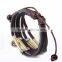 hot sale gold leather bracelet fashion leather bracelet with gold