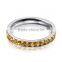 316L Stainless Steel Citrine Yellow Cubic Zirconia CZ Eternity Wedding 4MM Band Ring