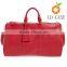 China Supplier Men Luggage Weekend Trolly Organizer red color Leather Travel Bag