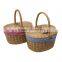 Oval Lidded Wicker Picnic Basket - Shopping Basket - Sewing Basket