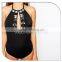 Custom Key Hole Halter Backless Beaded Beautiful Women in Bathing Suits